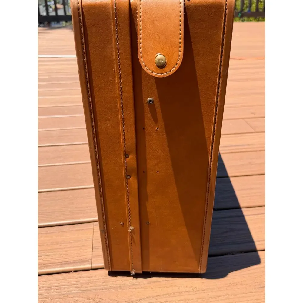 Vintage Large Hartmann Full Leather Suitcase w/ Belting Tan Luggage Travel Case